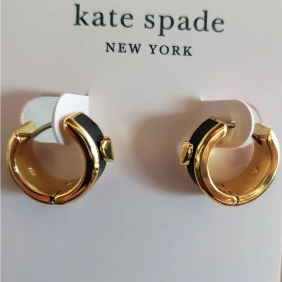 KATE SPADE Black Leather Heartful Huggies - Picture 5 of 5